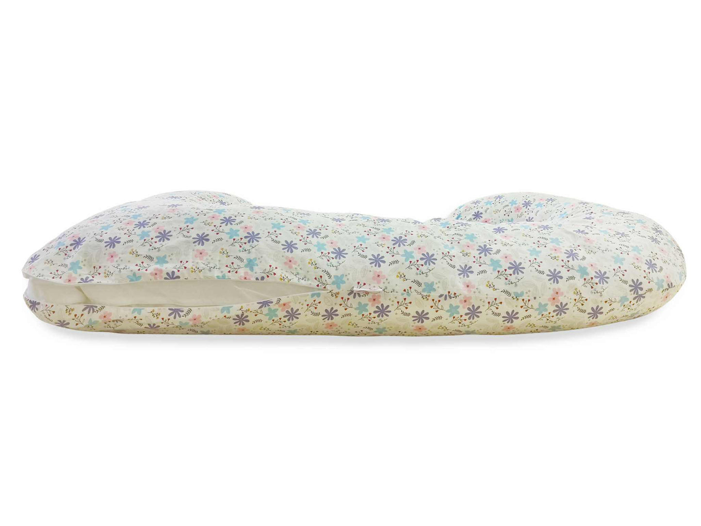 Goose-down alternative filling inside Pink & Daisies J shaped pillow
