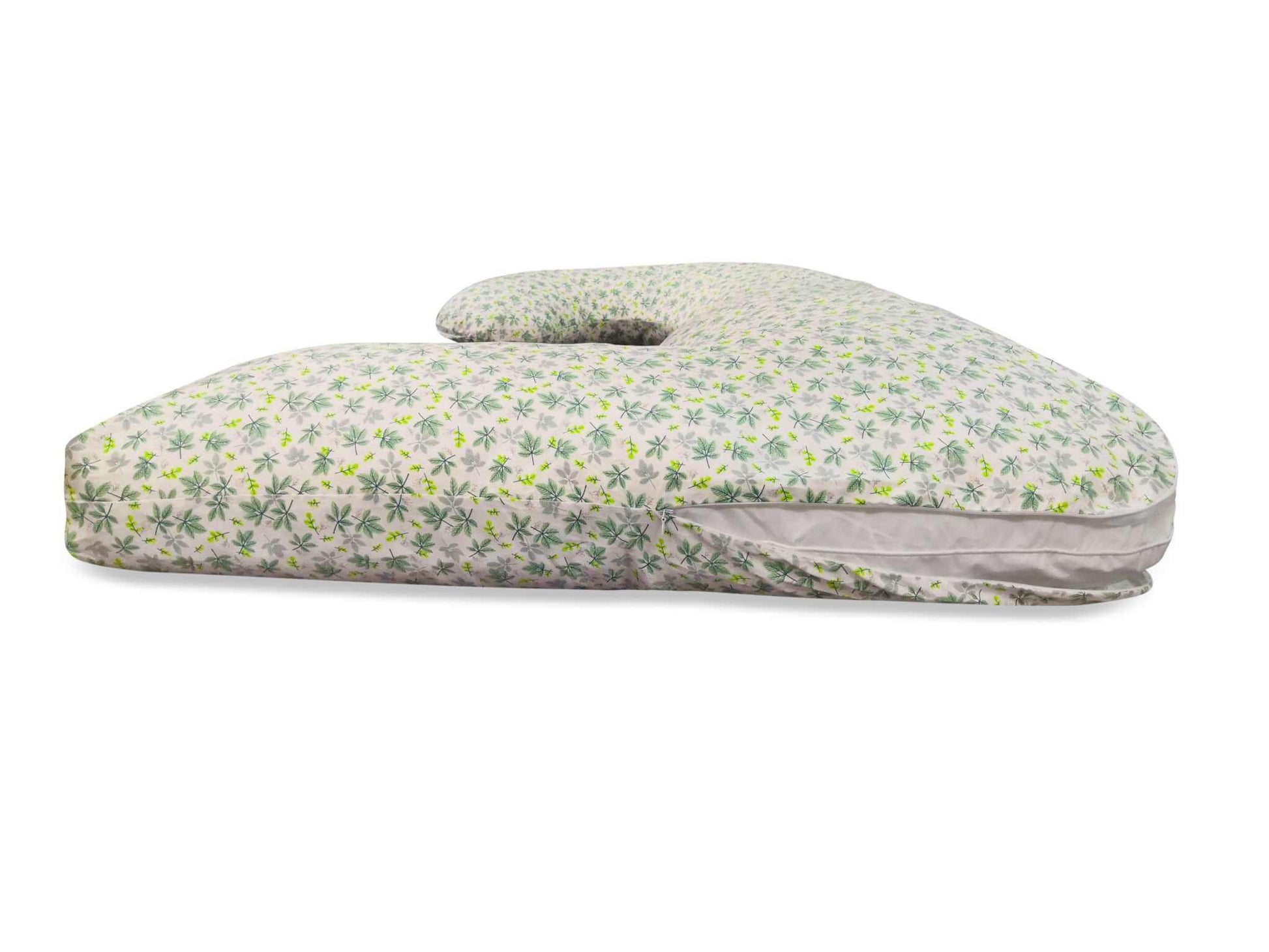 J Shaped Body Pillow – Full - Body Comfort for Pregnancy & Sleep (Green Leaves) | Sanggolcomfort
