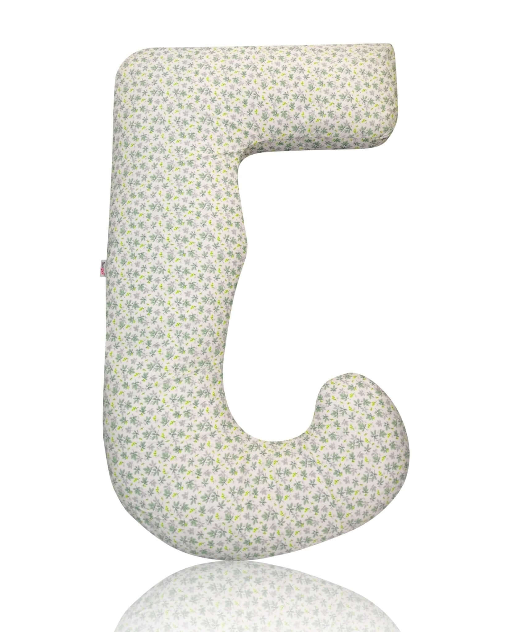 J Shaped Body Pillow – Full - Body Comfort for Pregnancy & Sleep (Green Leaves) | Sanggolcomfort