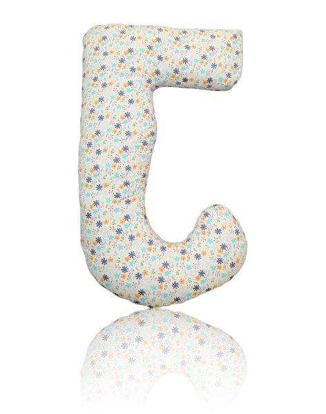 Peach & Daisies J Shaped Body Pillow – Side Sleeper Support in Peaches & Daisies | Sanggolcomfort