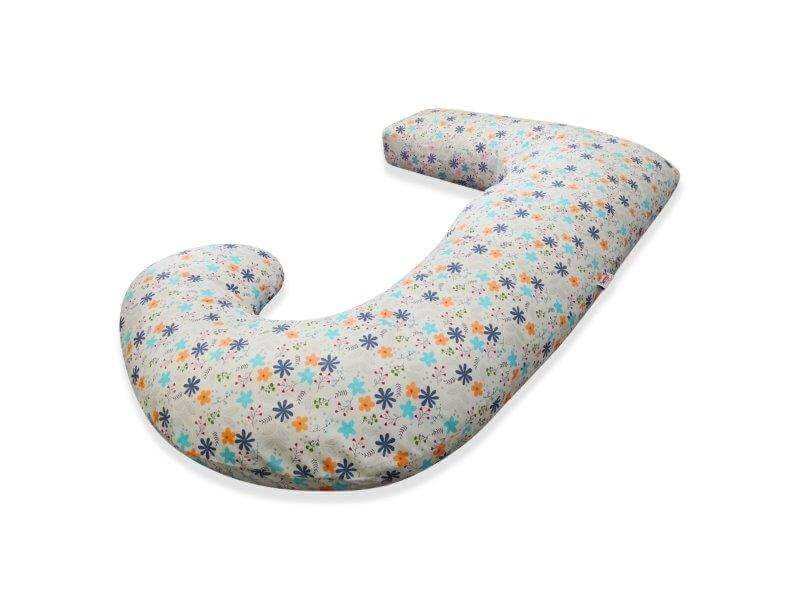 Peach & Daisies J Shaped Body Pillow – Side Sleeper Support in Peaches & Daisies | Sanggolcomfort