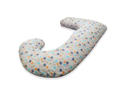 Peach & Daisies J Shaped Body Pillow – Side Sleeper Support in Peaches & Daisies | Sanggolcomfort