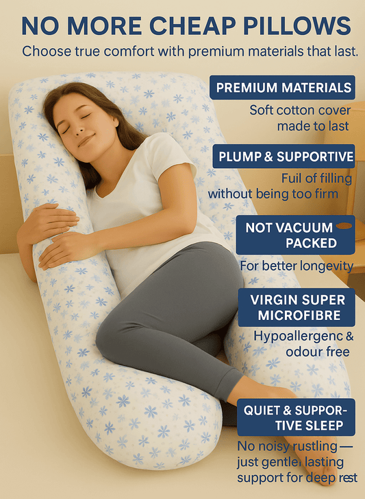 U - Shaped Full Body Pillow for Pregnancy & Side Sleepers – Includes Carry Case | Sanggolcomfort