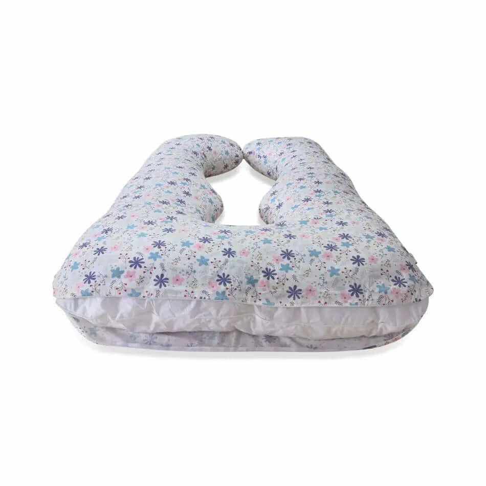 U Shaped Full Body Pillow with Extra Case and a Bag - Pink Daisies - Shop now at Sanggolcomfort