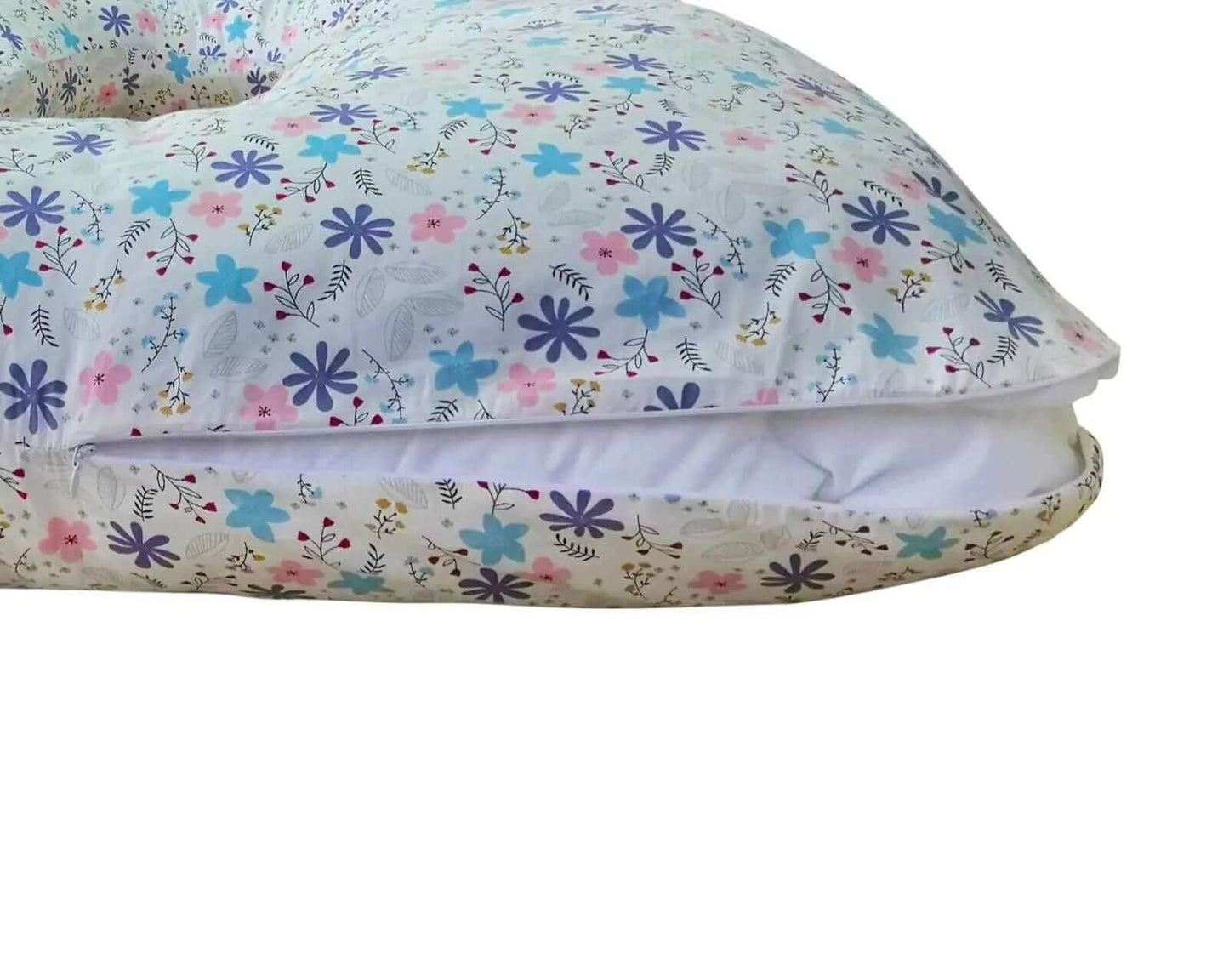 U Shaped Full Body Pillow with Extra Case and a Bag - Pink Daisies - Shop now at Sanggolcomfort