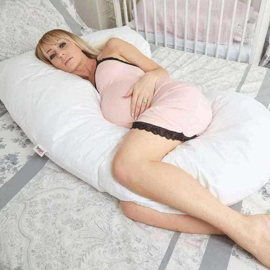 J Shaped Body Pillow – Full - Body Comfort for Pregnancy & Sleep (Green Leaves) | Sanggolcomfort