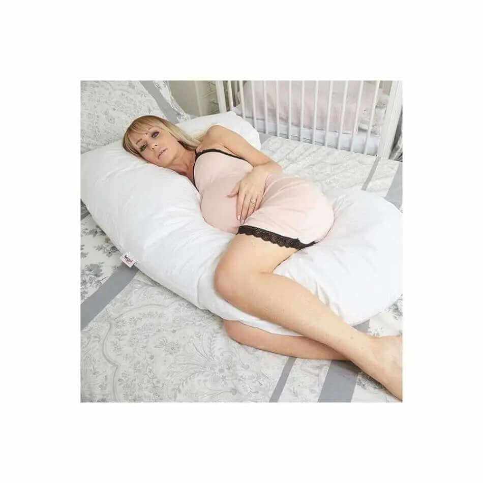 J Shaped Body Pillow – White with Carry Case for Pregnancy, Sleep & Relaxation | Sanggolcomfort