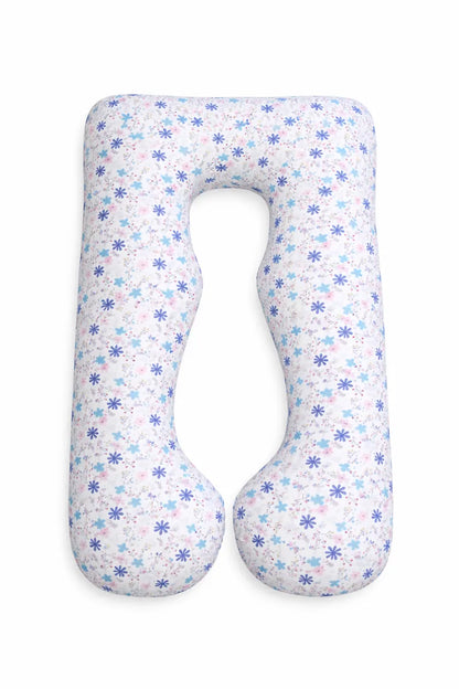 Sanggol U-shaped maternitypillow with floral pattern on a white background
