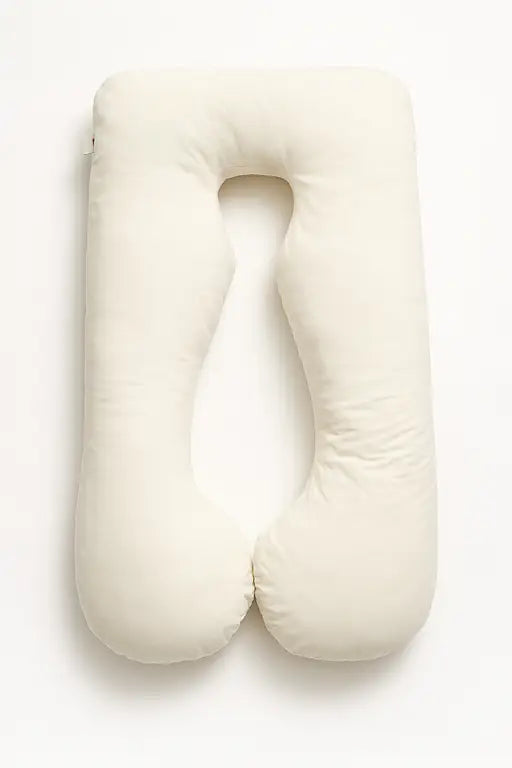 White U-shaped pregnancy pillow on a white background | Sanggol