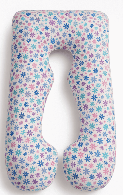 Floral Pink and Daisies pregnancy pillow, U shaped pillow with washable cover | Sanggolcomfort.com