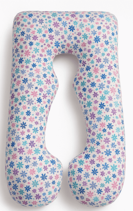 Floral Pink and Daisies pregnancy pillow, U shaped pillow with washable cover | Sanggolcomfort.com