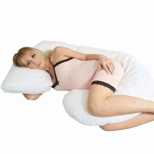 J - Shaped Body Pillow – Contour Sleep Support with White Pillowcase | Sanggolcomfort