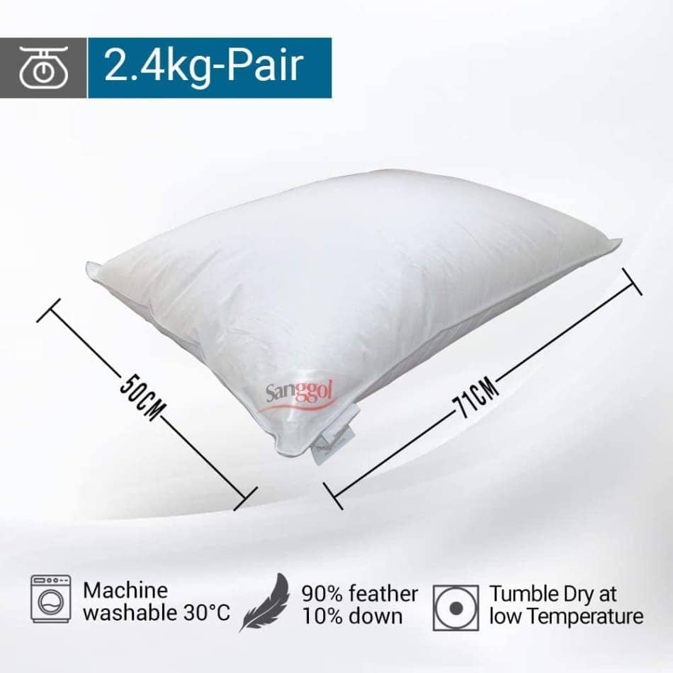 Sanggol Duck Down & Feather Mix Pillows - Hotel Quality Pillows for back & side Sleepers, | Sanggol®